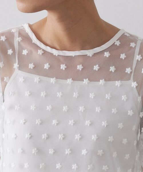 OPAQUE.CLIP / オペーク ドット クリップ カットソー | チュールフラワー刺繍シアートップス【洗濯機OK】 | 詳細8