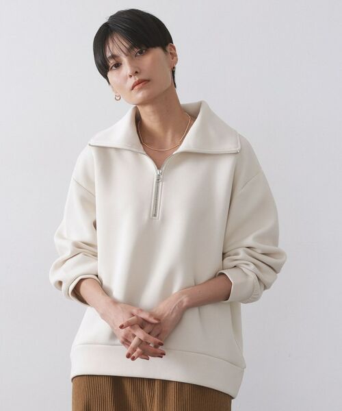 OPAQUE.CLIP / オペーク ドット クリップ カットソー | ハーフジップトップス/セットアップ対応可【洗濯機OK】(オフホワイト(003))