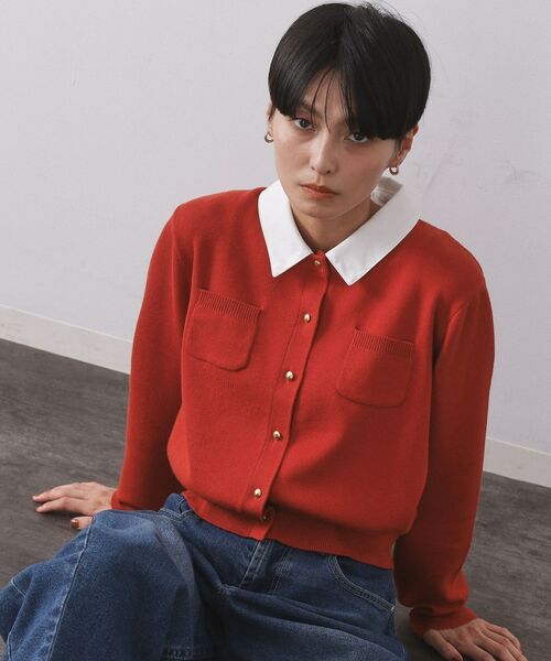 OPAQUE. CLIP/オペーク ドット クリップ 《andGIRL掲載》金ボタンニットカーディガン/衿取り外し可【洗濯機OK】 オレンジ(067) 00(00) OPAQUE. CLIP/オペーク ドット クリップ 《andGIRL掲載》金ボタンニットカーディガン/衿取り外し可【洗濯機OK】 オレンジ(067) 00(00)