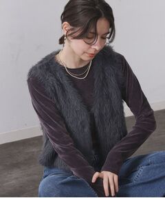 OPAQUE.CLIP / オペーク ドット クリップ ベスト | 《andGIRL掲載》シャギーニット ショートベスト【洗濯機OK】