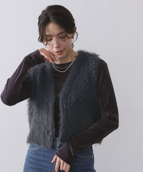 OPAQUE.CLIP / オペーク ドット クリップ ベスト | 《andGIRL掲載》シャギーニット ショートベスト【洗濯機OK】 | 詳細1