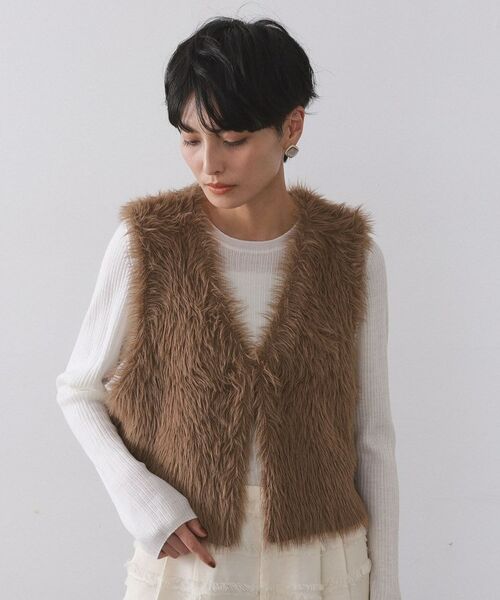 OPAQUE.CLIP / オペーク ドット クリップ ベスト | 《andGIRL掲載》シャギーニット ショートベスト【洗濯機OK】 | 詳細13