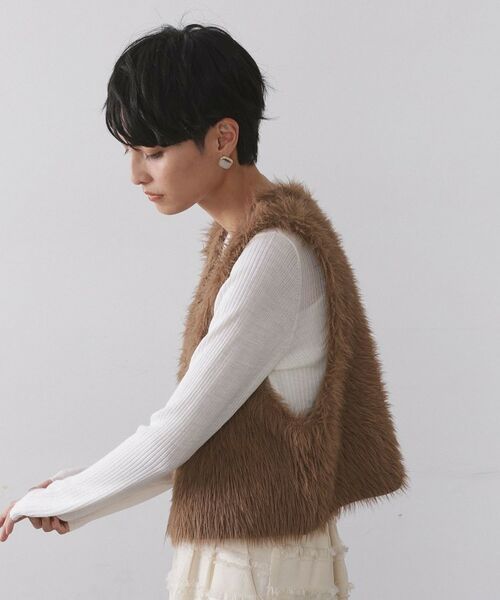 OPAQUE.CLIP / オペーク ドット クリップ ベスト | 《andGIRL掲載》シャギーニット ショートベスト【洗濯機OK】 | 詳細14