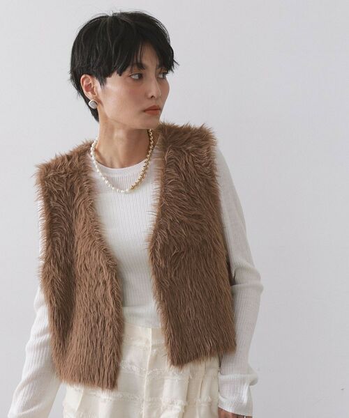 OPAQUE. CLIP/オペーク ドット クリップ 《andGIRL掲載》シャギーニット ショートベスト【洗濯機OK】 モカブラウン(042) 00(00) OPAQUE. CLIP/オペーク ドット クリップ 《andGIRL掲載》シャギーニット ショートベスト【洗濯機OK】 モカブラウン(042) 00(00)