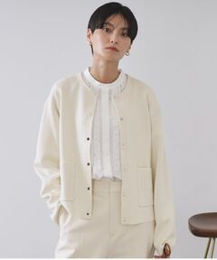 OPAQUE.CLIP / オペーク ドット クリップ カーディガン・ボレロ | スナップボタン ダブルフェイス配色ニットカーディガン【洗濯機OK】