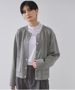 OPAQUE.CLIP / オペーク ドット クリップ カーディガン・ボレロ | スナップボタン ダブルフェイス配色ニットカーディガン【洗濯機OK】