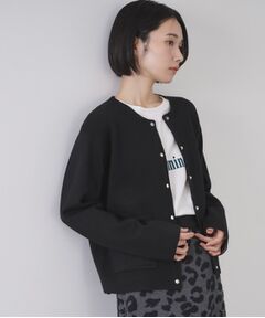 OPAQUE.CLIP / オペーク ドット クリップ カーディガン・ボレロ | スナップボタン ダブルフェイス配色ニットカーディガン【洗濯機OK】