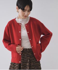 OPAQUE.CLIP / オペーク ドット クリップ カーディガン・ボレロ | スナップボタン ダブルフェイス配色ニットカーディガン【洗濯機OK】