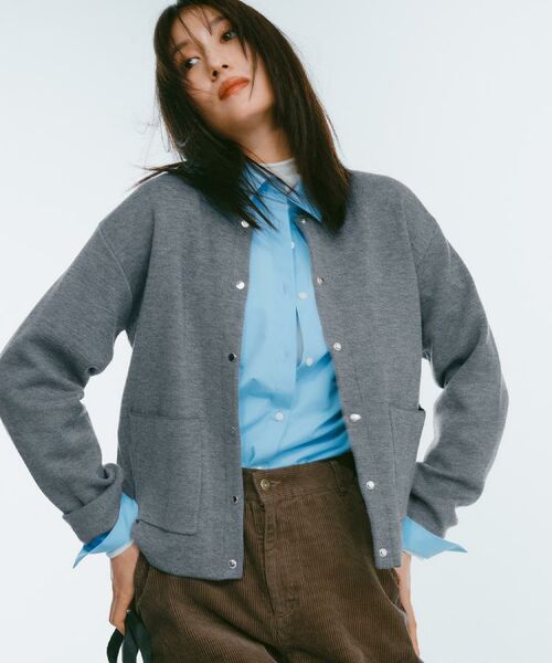 OPAQUE.CLIP / オペーク ドット クリップ カーディガン・ボレロ | スナップボタン ダブルフェイス配色ニットカーディガン【洗濯機OK】 | 詳細1