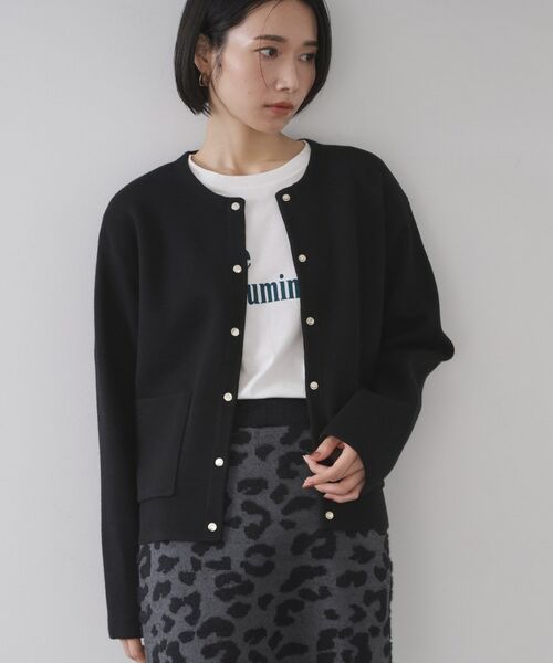 OPAQUE.CLIP / オペーク ドット クリップ カーディガン・ボレロ | スナップボタン ダブルフェイス配色ニットカーディガン【洗濯機OK】 | 詳細14