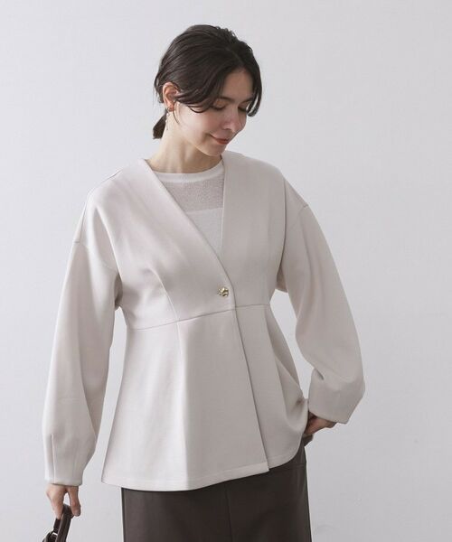 OPAQUE.CLIP / オペーク ドット クリップ カーディガン・ボレロ | ペプラムカーディガン【UVケア/洗濯機OK】(オフホワイト(003))