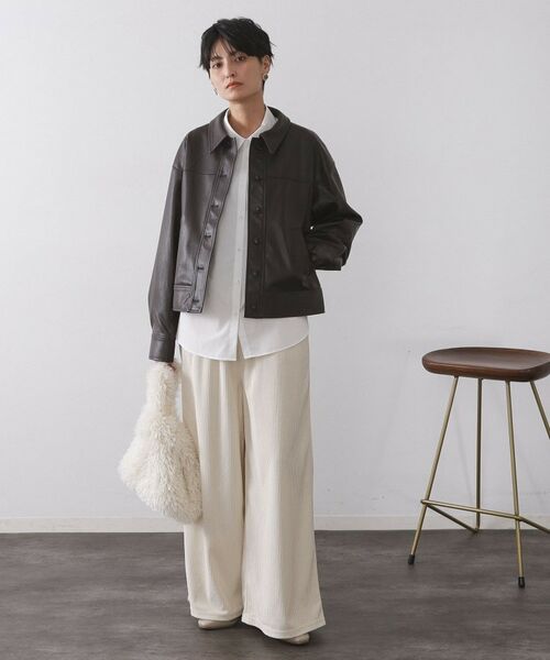 OPAQUE.CLIP / オペーク ドット クリップ レザーブルゾン・ジャケット | シンセティックレザー調ブルゾン【洗える】 | 詳細2