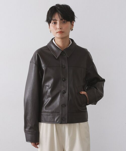 OPAQUE.CLIP / オペーク ドット クリップ レザーブルゾン・ジャケット | シンセティックレザー調ブルゾン【洗える】 | 詳細5