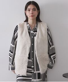 OPAQUE.CLIP / オペーク ドット クリップ ベスト | フェイクファー×フェイクボアドッキングジレ【洗濯機OK】