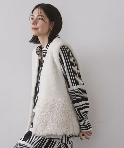OPAQUE.CLIP / オペーク ドット クリップ ベスト | フェイクファー×フェイクボアドッキングジレ【洗濯機OK】 | 詳細1