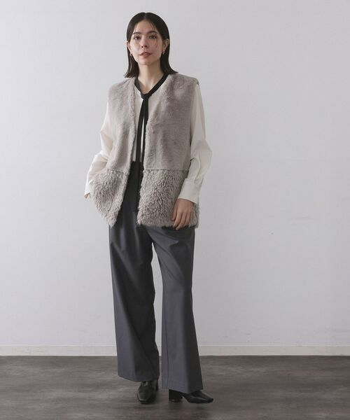 OPAQUE.CLIP / オペーク ドット クリップ ベスト | フェイクファー×フェイクボアドッキングジレ【洗濯機OK】 | 詳細10