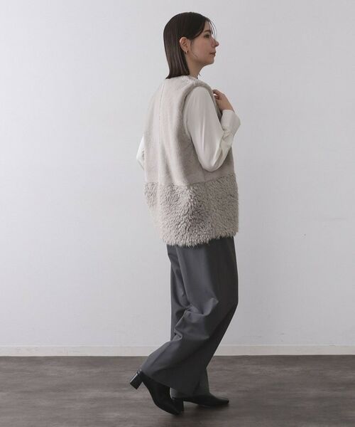 OPAQUE.CLIP / オペーク ドット クリップ ベスト | フェイクファー×フェイクボアドッキングジレ【洗濯機OK】 | 詳細11