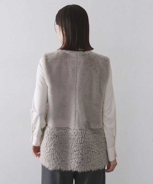 OPAQUE.CLIP / オペーク ドット クリップ ベスト | フェイクファー×フェイクボアドッキングジレ【洗濯機OK】 | 詳細15