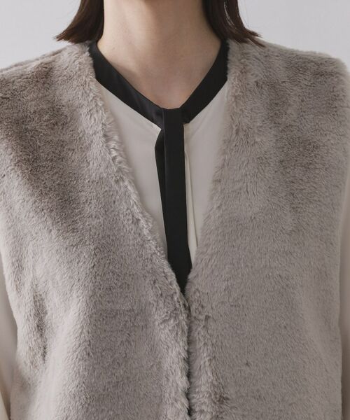 OPAQUE.CLIP / オペーク ドット クリップ ベスト | フェイクファー×フェイクボアドッキングジレ【洗濯機OK】 | 詳細16