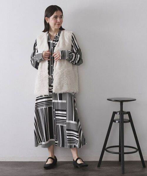 OPAQUE.CLIP / オペーク ドット クリップ ベスト | フェイクファー×フェイクボアドッキングジレ【洗濯機OK】 | 詳細2