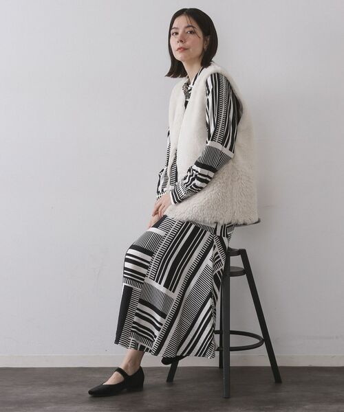 OPAQUE.CLIP / オペーク ドット クリップ ベスト | フェイクファー×フェイクボアドッキングジレ【洗濯機OK】 | 詳細3