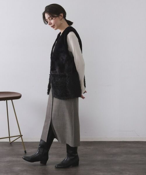 OPAQUE.CLIP / オペーク ドット クリップ ベスト | フェイクファー×フェイクボアドッキングジレ【洗濯機OK】 | 詳細7