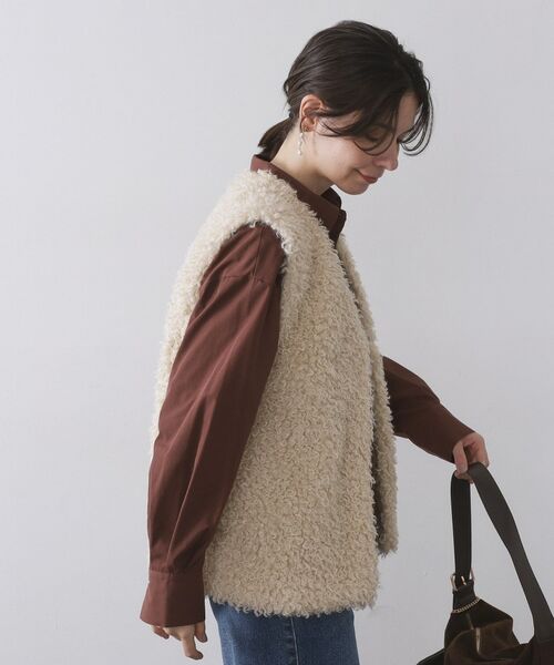 OPAQUE.CLIP / オペーク ドット クリップ ベスト | カーリーフェイクファーベスト【洗濯機OK】 | 詳細1
