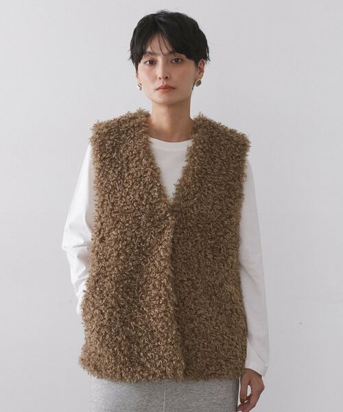 OPAQUE.CLIP / オペーク ドット クリップ ベスト | カーリーフェイクファーベスト【洗濯機OK】 | 詳細13