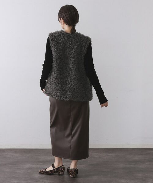 OPAQUE.CLIP / オペーク ドット クリップ ベスト | カーリーフェイクファーベスト【洗濯機OK】 | 詳細7