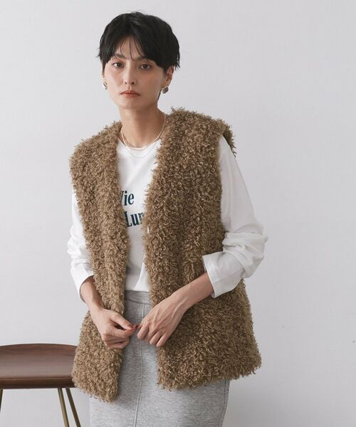 OPAQUE.CLIP / オペーク ドット クリップ ベスト | カーリーフェイクファーベスト【洗濯機OK】 | 詳細9