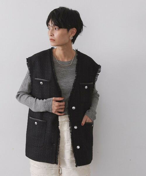 OPAQUE.CLIP / オペーク ドット クリップ ベスト | ツイードVネックベスト【洗濯機OK】 | 詳細1