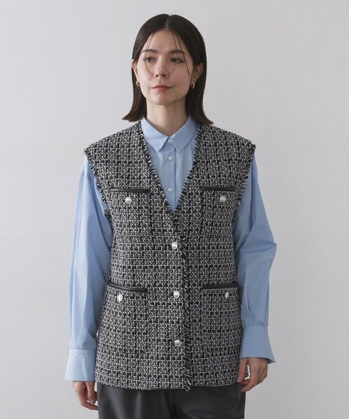 OPAQUE.CLIP / オペーク ドット クリップ ベスト | ツイードVネックベスト【洗濯機OK】 | 詳細9
