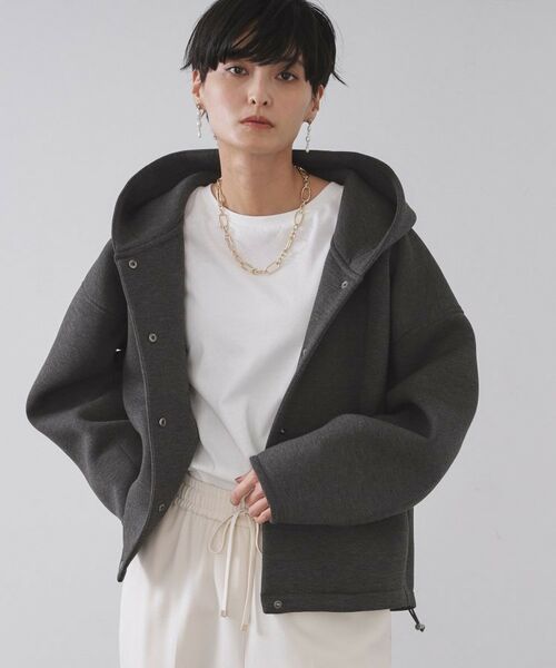 OPAQUE. CLIP/オペーク ドット クリップ フーディブルゾン【洗濯機OK】 チャコールグレー(014) 42(LL)