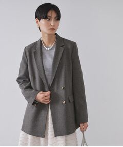 ぷ*い様 FRAMeWORK ダークグレー テーラードジャケット セットアップ対応】ウールシャークスキン ジャケット