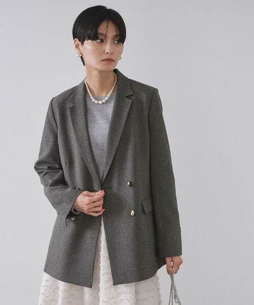 OPAQUE.CLIP / オペーク ドット クリップ テーラードジャケット | ストレッチダブルブレストテーラードジャケット/セットアップ対応可【洗濯機OK】(チャコールグレー(414))