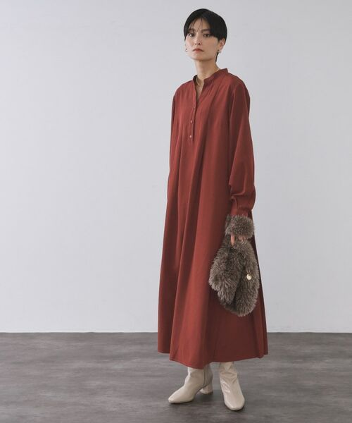 OPAQUE. CLIP/オペーク ドット クリップ バックプリーツワンピース【洗濯機OK】 ボルドー(064) 38(M)