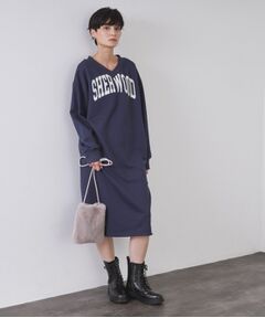 OPAQUE.CLIP / オペーク ドット クリップ ミニ丈・ひざ丈ワンピース | ロゴプリント裏毛ワンピース【洗濯機OK】