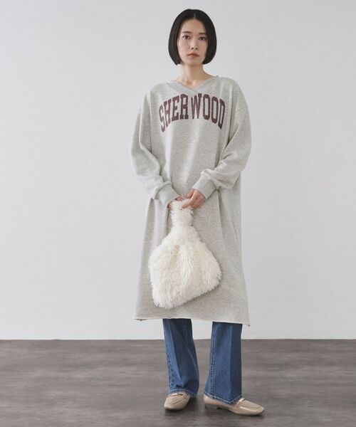 OPAQUE.CLIP / オペーク ドット クリップ ミニ丈・ひざ丈ワンピース | ロゴプリント裏毛ワンピース【洗濯機OK】 | 詳細2