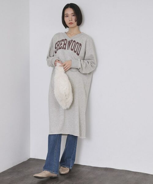 OPAQUE.CLIP / オペーク ドット クリップ ミニ丈・ひざ丈ワンピース | ロゴプリント裏毛ワンピース【洗濯機OK】 | 詳細3