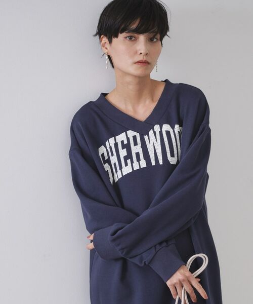 OPAQUE.CLIP / オペーク ドット クリップ ミニ丈・ひざ丈ワンピース | ロゴプリント裏毛ワンピース【洗濯機OK】 | 詳細5