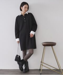 OPAQUE.CLIP / オペーク ドット クリップ ワンピース | ポロ衿配色ミニワンピース【洗濯機OK】