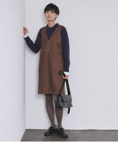 OPAQUE.CLIP / オペーク ドット クリップ ワンピース | スエードライクVネックジャンドレ【洗濯機OK】