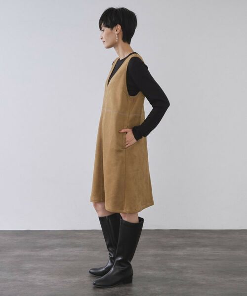 OPAQUE.CLIP / オペーク ドット クリップ ワンピース | スエードライクVネックジャンドレ【洗濯機OK】 | 詳細10