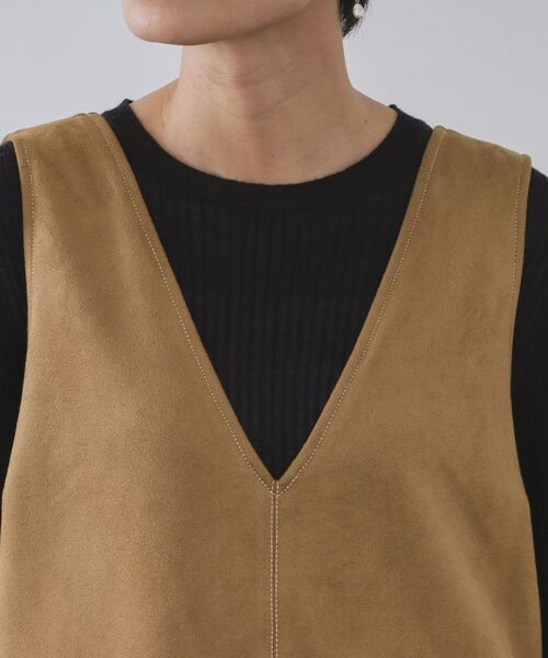 OPAQUE.CLIP / オペーク ドット クリップ ワンピース | スエードライクVネックジャンドレ【洗濯機OK】 | 詳細12