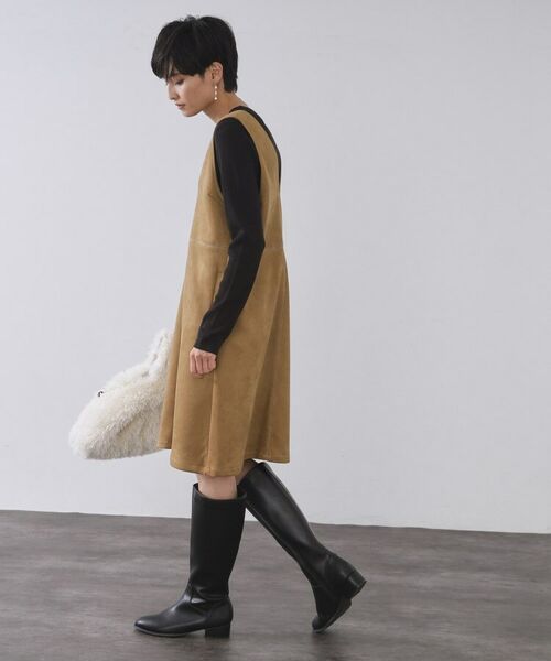 OPAQUE.CLIP / オペーク ドット クリップ ワンピース | スエードライクVネックジャンドレ【洗濯機OK】 | 詳細3