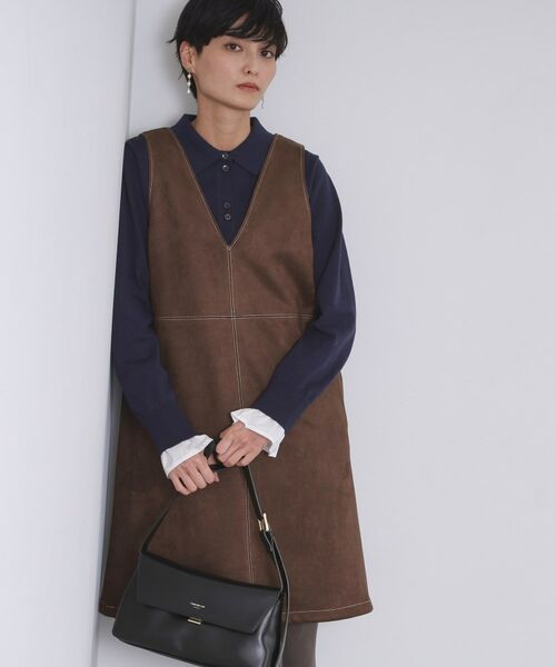 OPAQUE.CLIP / オペーク ドット クリップ ワンピース | スエードライクVネックジャンドレ【洗濯機OK】 | 詳細5