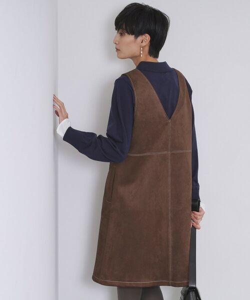 OPAQUE.CLIP / オペーク ドット クリップ ワンピース | スエードライクVネックジャンドレ【洗濯機OK】 | 詳細6