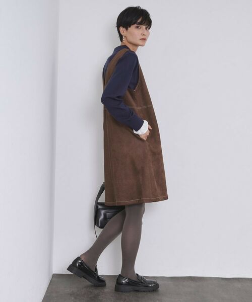 OPAQUE.CLIP / オペーク ドット クリップ ワンピース | スエードライクVネックジャンドレ【洗濯機OK】 | 詳細7