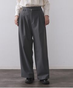 OPAQUE.CLIP / オペーク ドット クリップ パンツ | ベルト付きタックワイドパンツ【洗濯機OK】