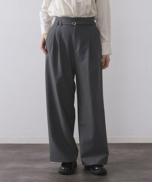 OPAQUE.CLIP / オペーク ドット クリップ パンツ | ベルト付きタックワイドパンツ【洗濯機OK】 | 詳細5